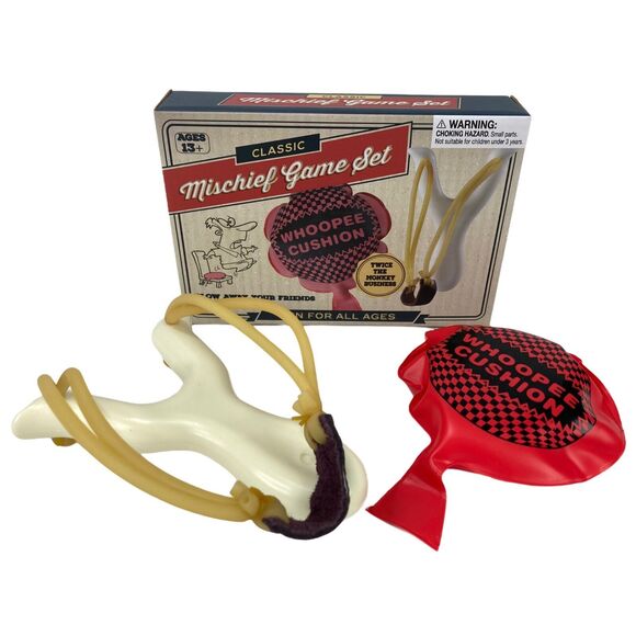 Mini Whoopee Cushion & Sling Shot Retro Classic Nostalgia Prankster Gift Set NIB - Picture 5 of 15